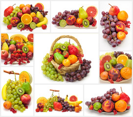 Collage mit frischem Obst und Früchte