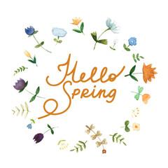 Lovely spring concept card made inwatercolor technique - illustration.