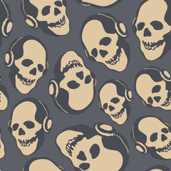 Grunge seamless pattern with skulls.
