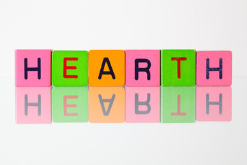 Hearth - an inscription from children's  blocks