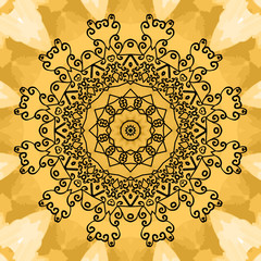 Mandala Print on seamless watercolor texture. 