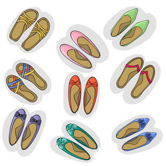 Labels shoes. Shoes vector. Women's shoes.