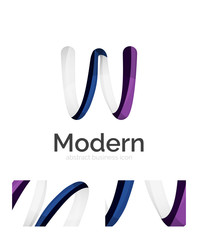 Abstract 3d swirl ribbon logo template with business card corporate identity design