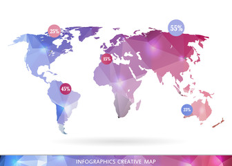 Abstract creative concept vector map of the world for Web and Mobile Applications isolated on background. Vector illustration, creative template design, Business software and social media, origami.