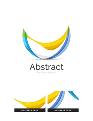 Circle logo. Transparent overlapping swirl shapes. Modern clean business icon