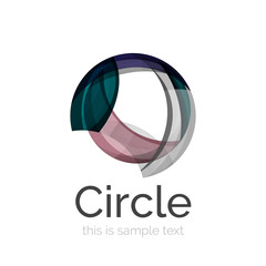 Circle logo. Transparent overlapping swirl shapes. Modern clean business icon