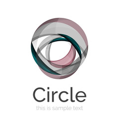 Circle logo. Transparent overlapping swirl shapes. Modern clean business icon