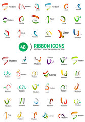 Fototapeta premium Vector line ribbon logo set