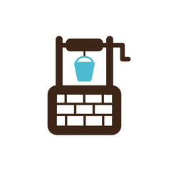 Water Well vector icon. Garden