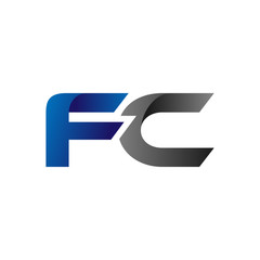Modern Simple Initial Logo Vector Blue Grey fc