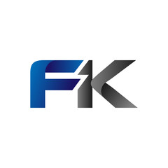 Modern Simple Initial Logo Vector Blue Grey fk