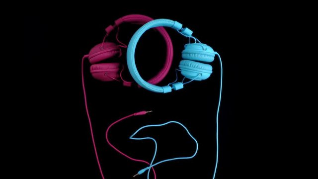 Two headphones - one heart. Stop motion