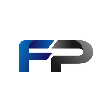 Modern Simple Initial Logo Vector Blue Grey fp