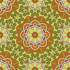 Seamless  vector  background with mandala.  Islam, Arabic, Indian, ottoman style. Background, wallpaper, textile.
