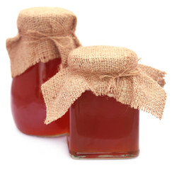 Honey in glass jar