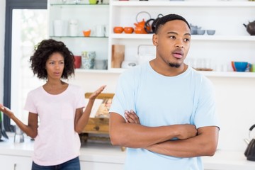 Fototapeta premium Young couple upset with each other