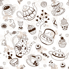 teapots and cups background