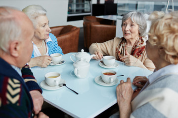 Seniors having tea