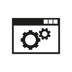 The website optimization icon. WWW and browser, development, seo symbol. UI. Web. Logo. Sign. Flat design. App.