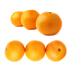 Three fresh juicy grapefruits composition isolated over the white background