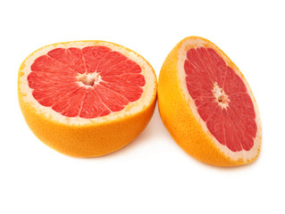 Served grapefruit composition isolated over the white background