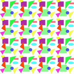 геометрические фигуры разноцветные треугольники, квадраты круги на белом фоне