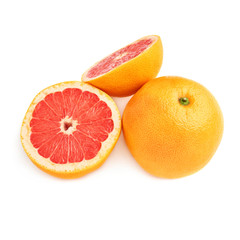 Served grapefruit composition isolated over the white background