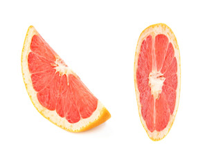 Slice section of grapefruit isolated over the white background