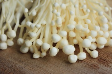 Fototapeta na wymiar Golden needle mushrooms white