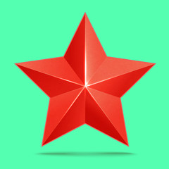 Realistic red star. Award winner. Good job. The best reward. bulk red star. Simple star on a green background. The award for the best choice. Premium class. illustration