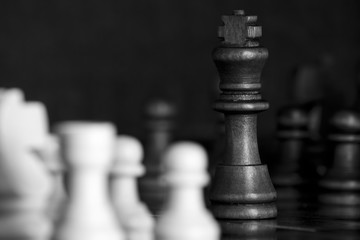 Scacchi fotografati su una scacchiera