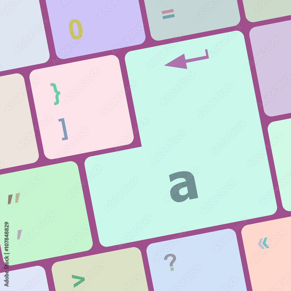 Poster a word on computer button, keyboard key vector illustration
