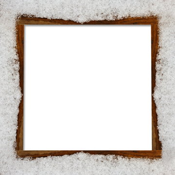 snow winter or christmas snowflake frame as background