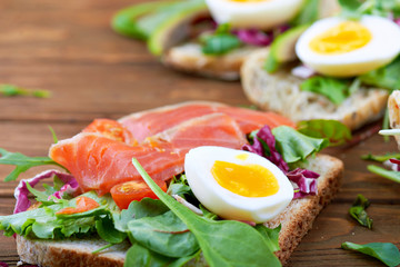Sandwiches with salmon
