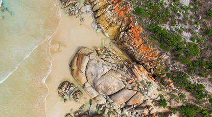 Wilsons Promontory famous beach, Victoria from the air, Australi