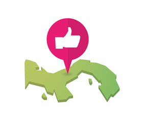 Map of Panama with a map marker and a thumb up hand