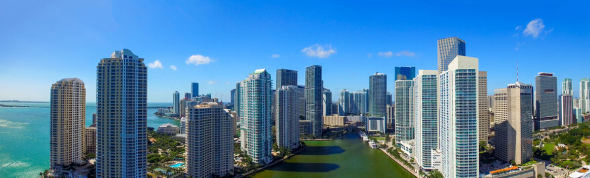 Sunset Over Downtown Miami And Brickell, Aerial View