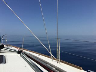Yacht sailing blue sky sea horizon