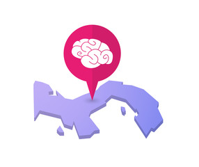 Map of Panama with a map marker and a brain