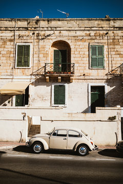 Old Vintage Car Parked in  Malta Streets