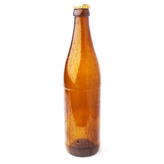 Empty beer glass bottle isolated over white background