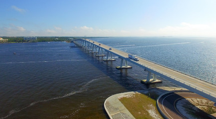 Sanibel Causeway as seen from helicopter