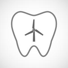Line art tooth icon with a wind generator