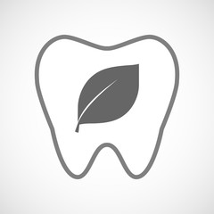 Line art tooth icon with a leaf