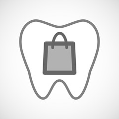 Fototapeta premium Line art tooth icon with a shopping bag
