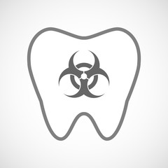 Line art tooth icon with a biohazard sign
