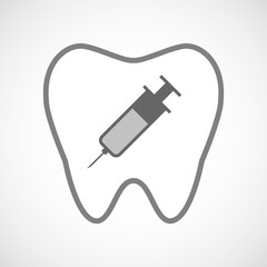 Line art tooth icon with a syringe