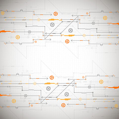 Abstract technological background with various technological ele