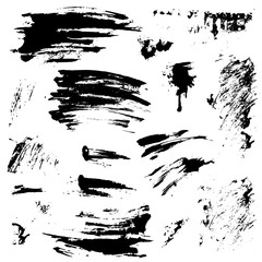 Set of black blots and ink splashes. Abstract elements for desig