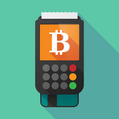 Long shadow dataphone with a bit coin sign